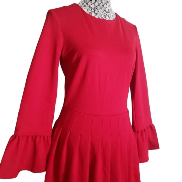 PINK Tartan Bell Sleeve Vogue Dress - Picture 3 of 11